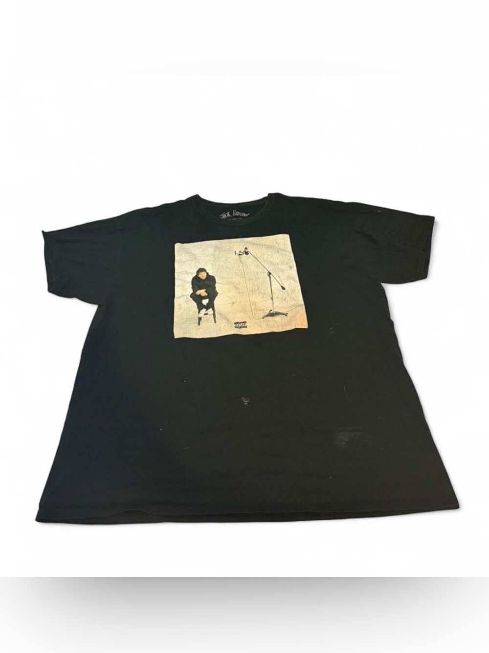 Jack Harlow slight stains Black Graphic T-Shirt with Microphone Print